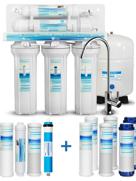 Geekpure 5-Stage Reverse Osmosis Water Filter System-Plus Extra 7 Filters for Free-75GPD